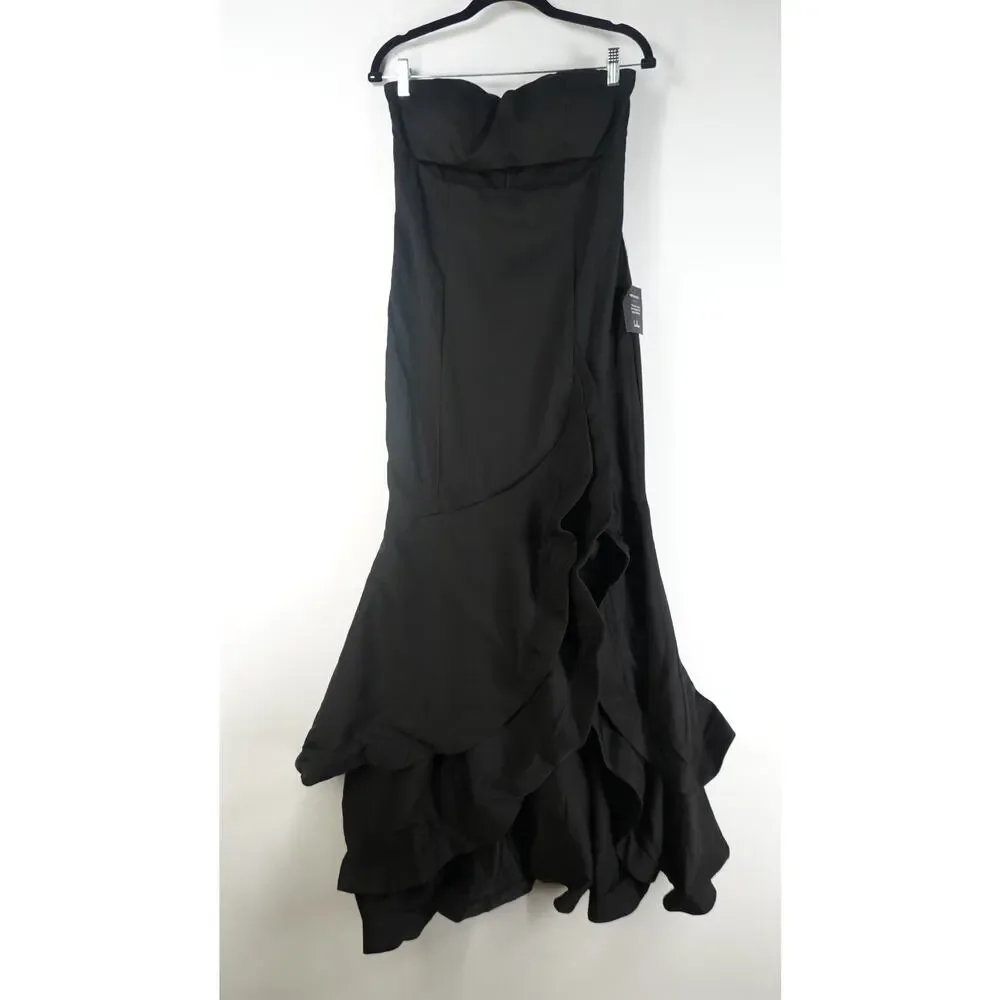 Lulus Dress Women M Fabulous Festivities Black Strapless Ruffled Cutout NEW - Picture 6 of 15